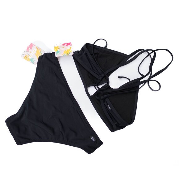 Fleo Bikini Set NWT Black Size XL Top & Bottom 2-Piece Swimwear Beachwear Pool - Picture 2 of 8